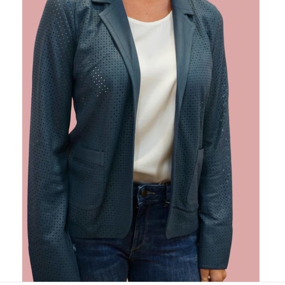 My Tribe Jackets & Blazers - MY TRIBE  Blazer Leather Perforated Teal NWT M